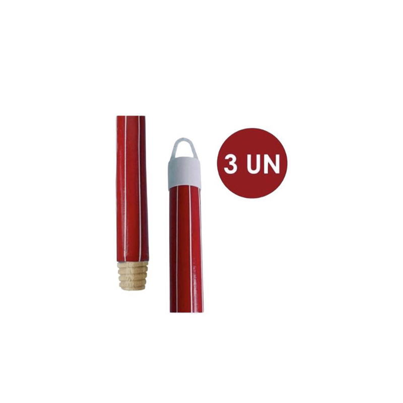 cabo de vassoura 150cm kit com 3 unidade