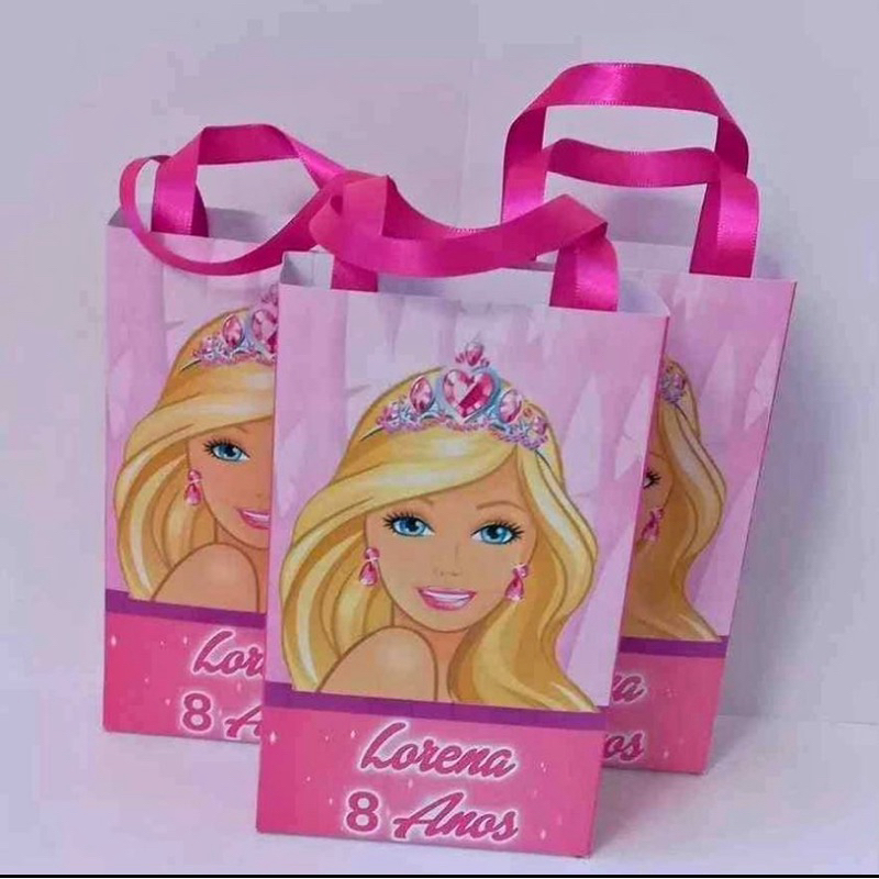 10 Sacolinhas para lembrancinhas personalizadas no tema que desejar Barbie princesas, carros