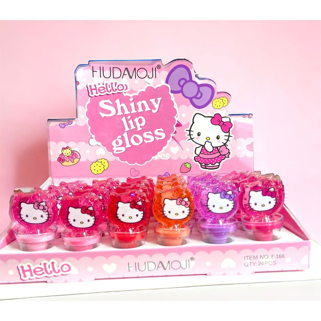 LIP GLOSS SHINE HELLO KITTY/ GLOSS LABIAL DOCE AMOR JASMYNE/BRILHO LABIAL BUBBLEGUM