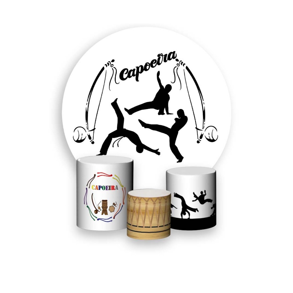 Painel De Festa Redondo + Trio De Capa Cilindro - Berimbau Capoeira 034