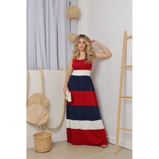 Vestido Náutico Longo Regata Faixas