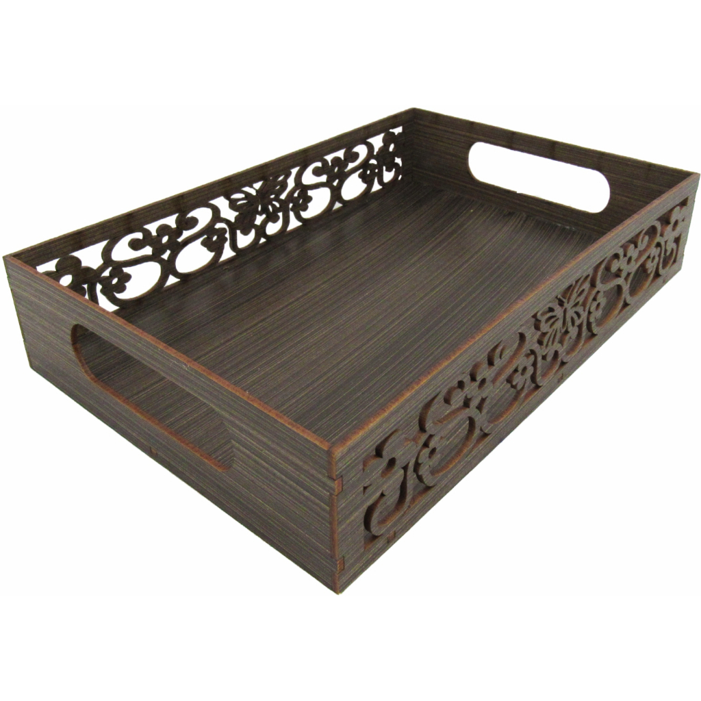 Bandeja Borboleta Decoração Café Manhã Pintada 30x20x7 Mdf
