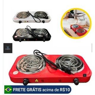 Fogareiro 2 Bocas Elétrico 2000w Fogão Cooktop Mesa Portátil Cor Preto 110v-220v
