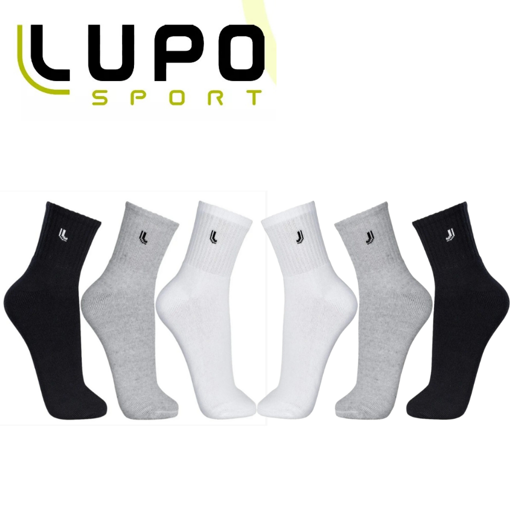 Kit 06 Pares Meias Lupo Original Cano Médio Alto 3245 Atacado Algodão Sport Academia Unissex