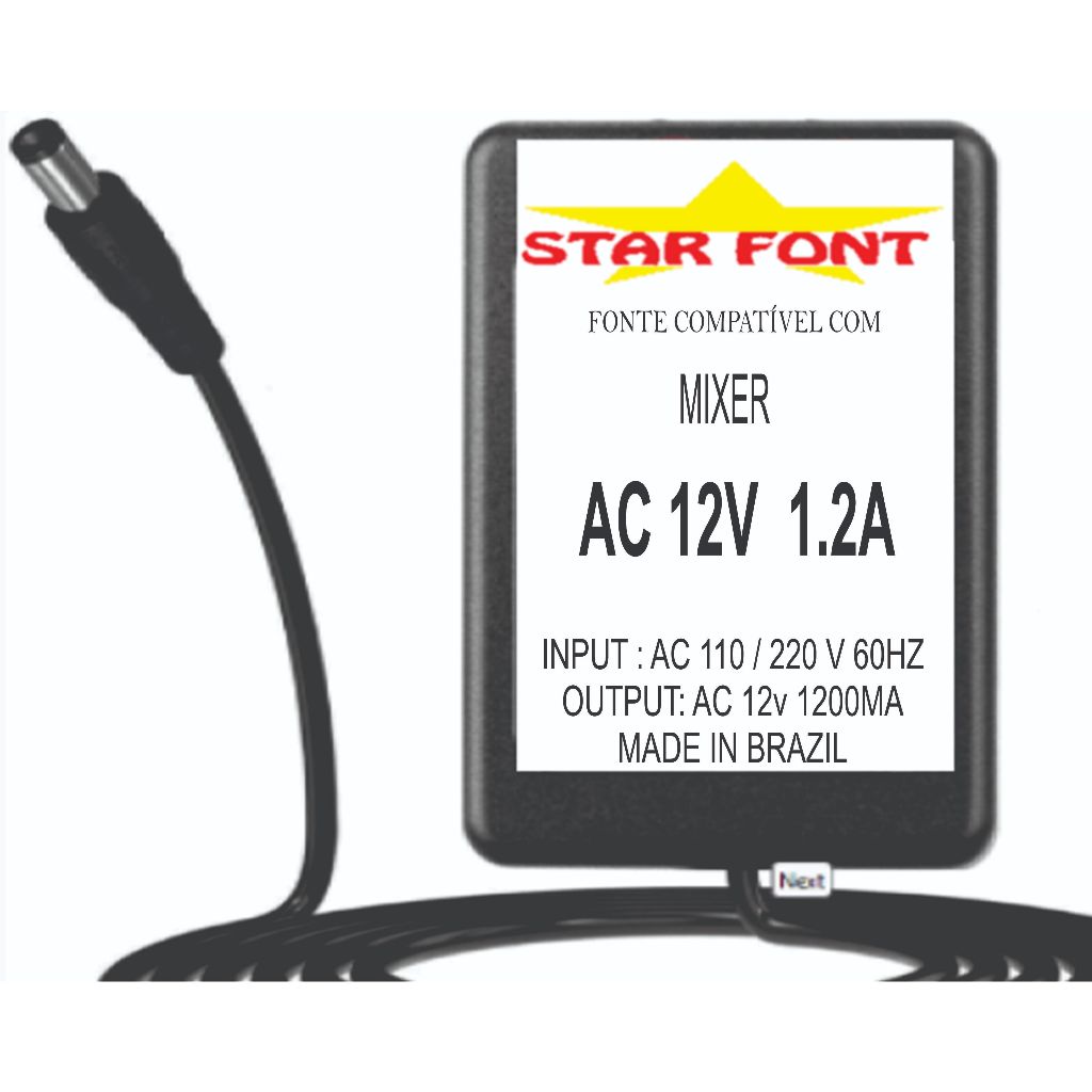 Fonte AC 12V 1.2A Para DJ Mixer Vestax AC-14