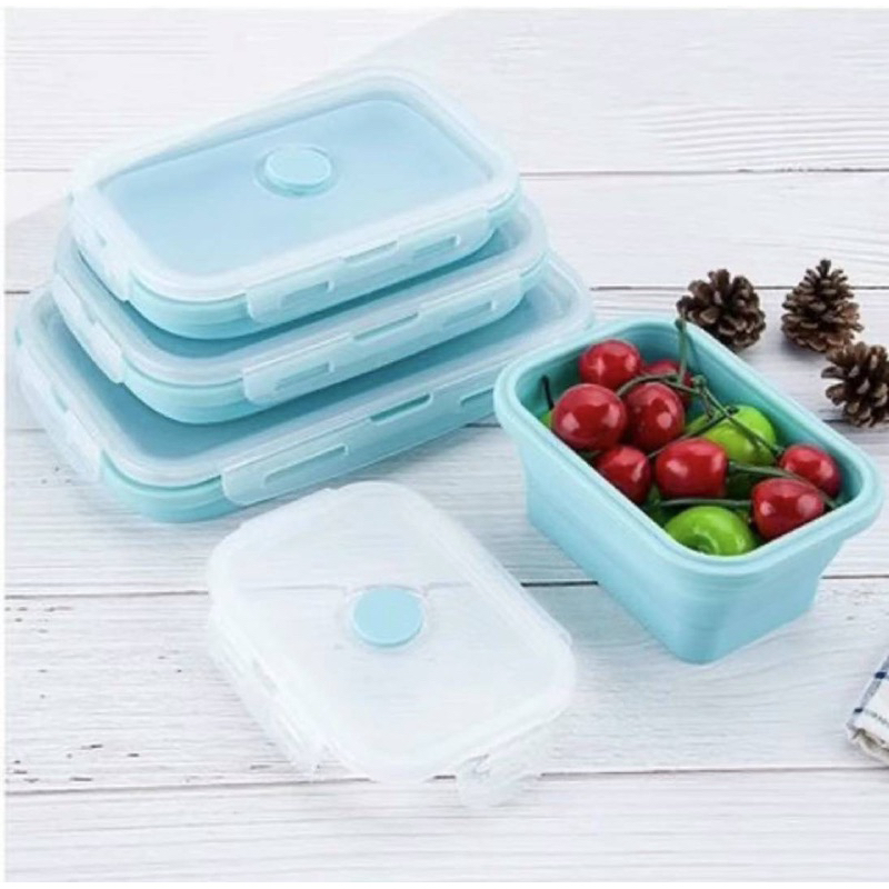 Marmitas Lancheira Retrátil marmita de Silicone Pote Dobrável C/ Tampa Trava de Segurança-envio imediato