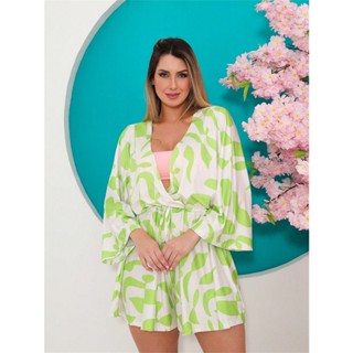 saida de praia feminina manga longa estampado em Oferta na Shopee
