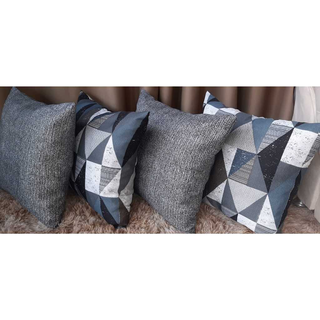 Kit Com 04 Capas Para Almofadas Decorativas Ideal Para Decoração de Quarto e Sala Floral e Liso com Zíper