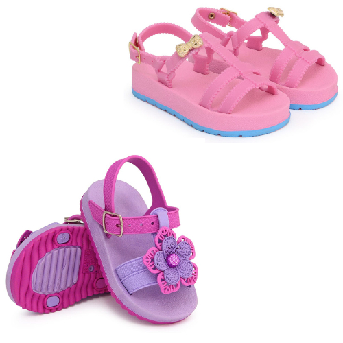 Kit Sandália Papete Feminina Infantil Bebê Menina Confortável Super Lançamento Laço e Flor