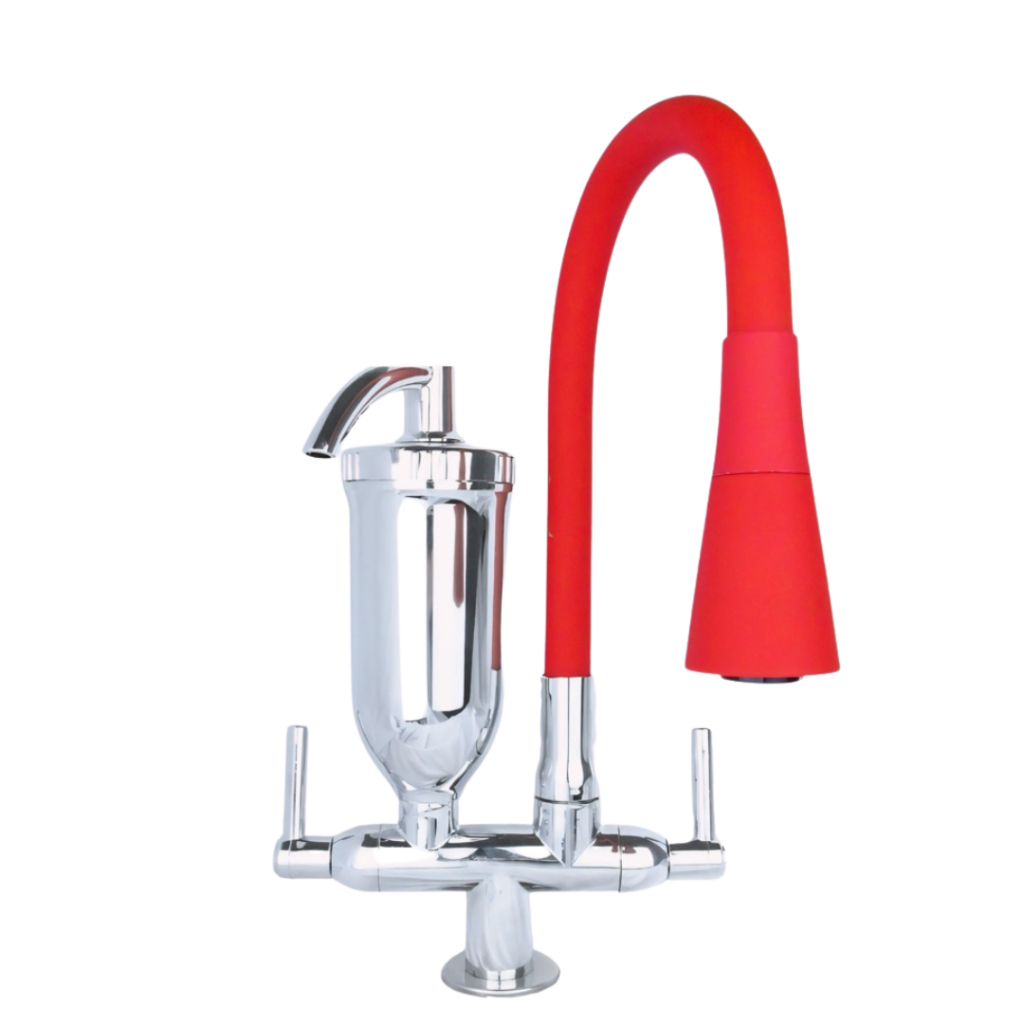 Torneira Filtro Bancada Vermelho Flexivel Cone 2 Jatos - 2168