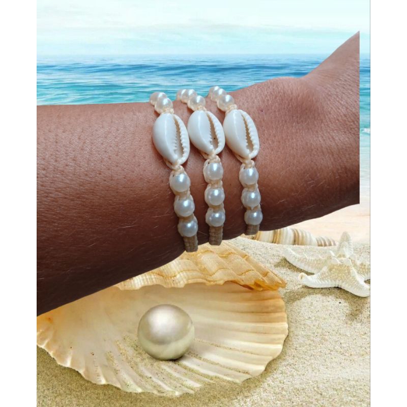 Pulseira | Tornozeleira Macramê Búzio Hippie | Pulseira Verão| Pulseira com Búzios