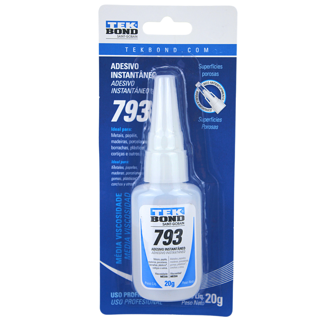 Cola Adesivo Instantâneo Extra forte Secagem Rápida Super Cola 793 20G Tekbond Uso Geral | Piqueri