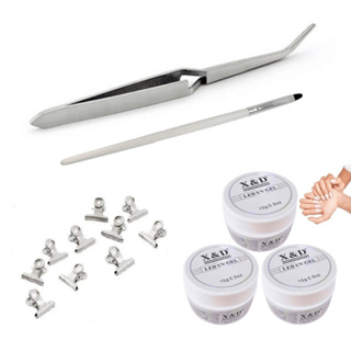KIT 3 Gel 15g X&D Original C/Anvisa + 6 Presilhas + Pinça de Curvatura Tamanho Médio + Pincel Alongamento Unha Gel Fibra em Oferta na Shopee