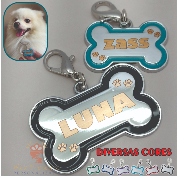Plaquinha de Identificação Pet - Placa de Identificação Pet Personalizada shih tzu acessorios