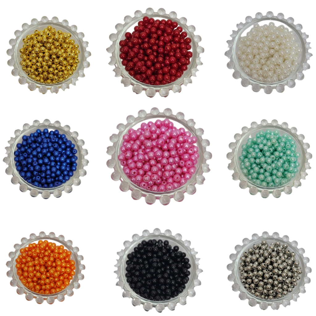 Pérolas ABS 8MM 300 unidades - com Furo Passante - artesanatos, decoração, confecção de enfeites.