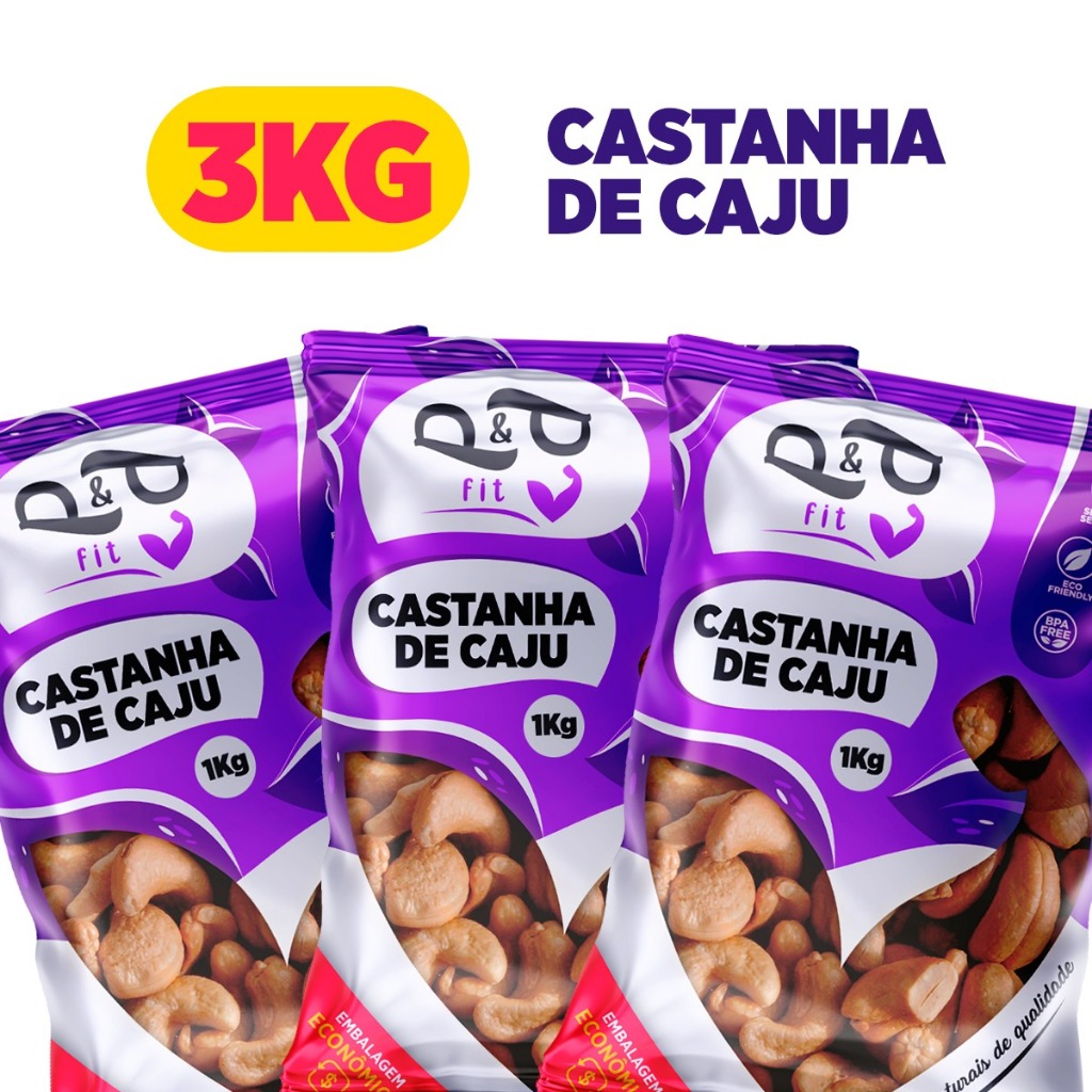 3Kg Castanha de Caju Torrada com ou sem Sal - P&P