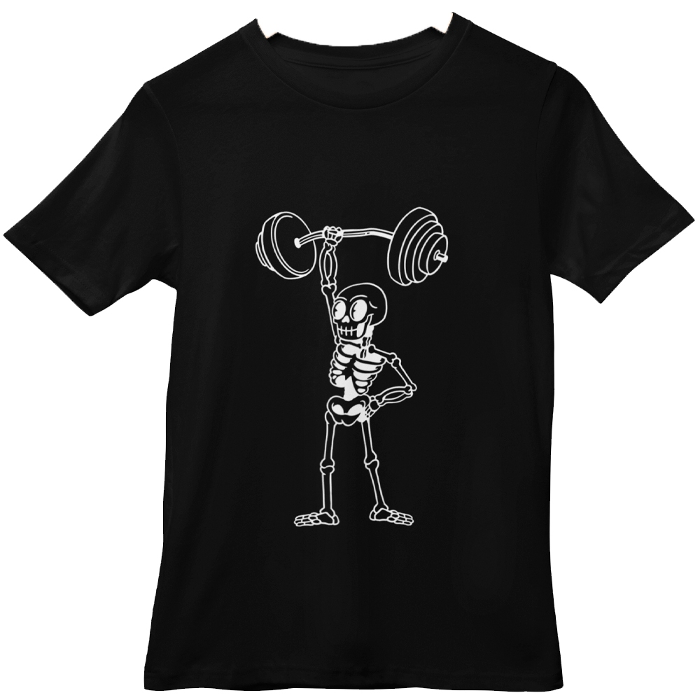 Camiseta de Treino Gym Esqueleto na Barra Academia Musculação Fitness Academia Masculina Feminina