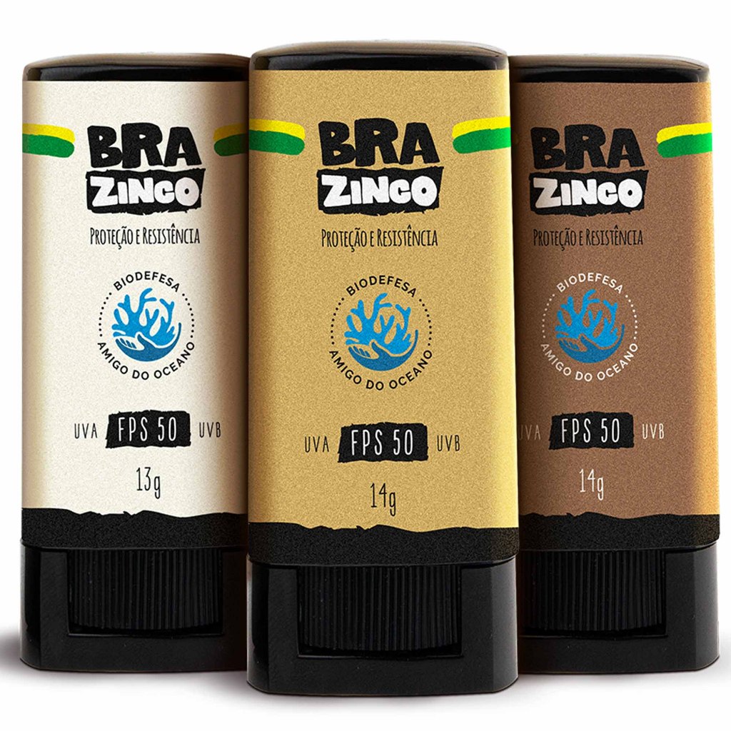 Protetor Solar Brazinco Facial Bastão para Esportes Resistente Agua e Suor 3 Cores surf bike volei