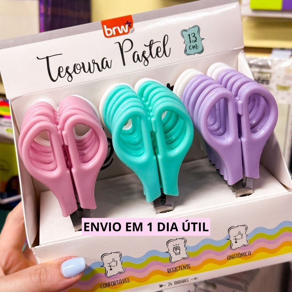 Tesoura Escolar BRW Pastel TE1308 13cm em Oferta na Shopee