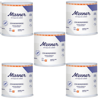 Fita Microporosa Branca 5cm x 10m Missner - Kit com 5 Unidades em Oferta na Shopee