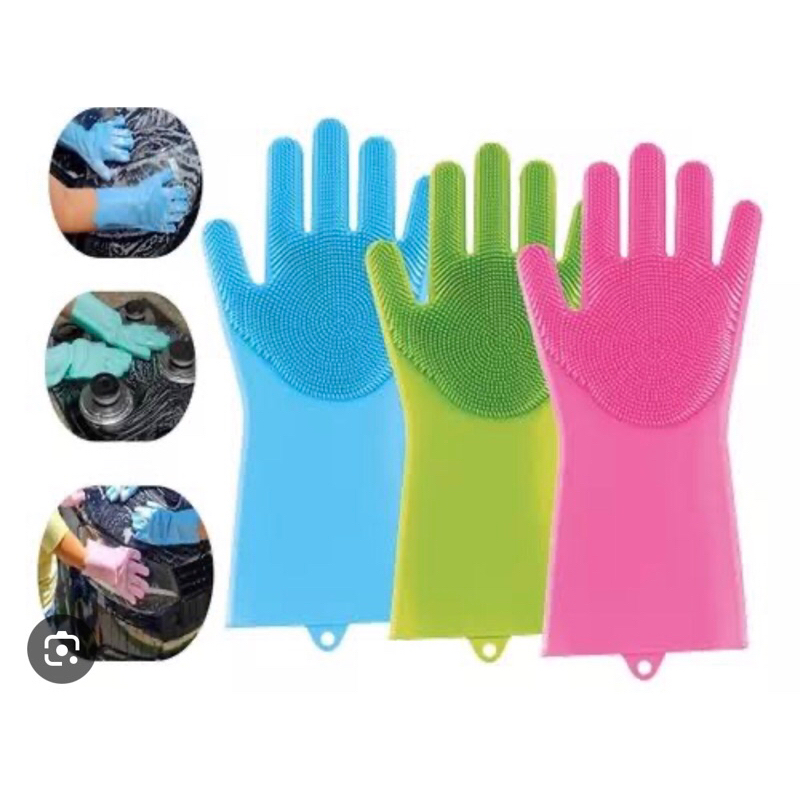 Par De Luvas Magica Escova Limpeza Silicone Lavar Louça Prato Cozinha Multiuso Esponja