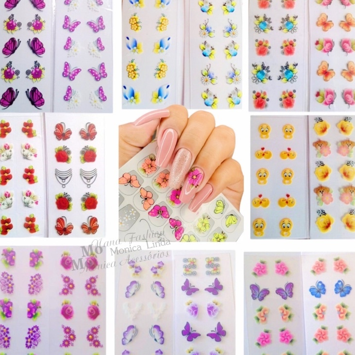 Kit 50/100/200 Adesivos (unidade )Unhas 3D Atacado e Revenda Desenho de Luxo para Decoração de Unha pronto entregar