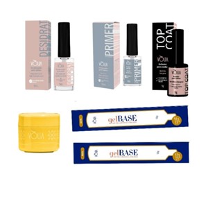 Kit Vólia Preparadores Gel Base + Top Coat + Primer + Desidrat Alongamento de Unhas