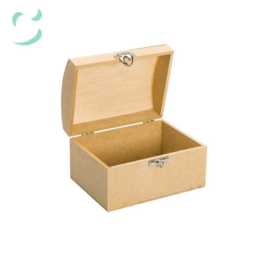 Bau abaulado em mdf com fecho para cadeado pequeno em Oferta na Shopee