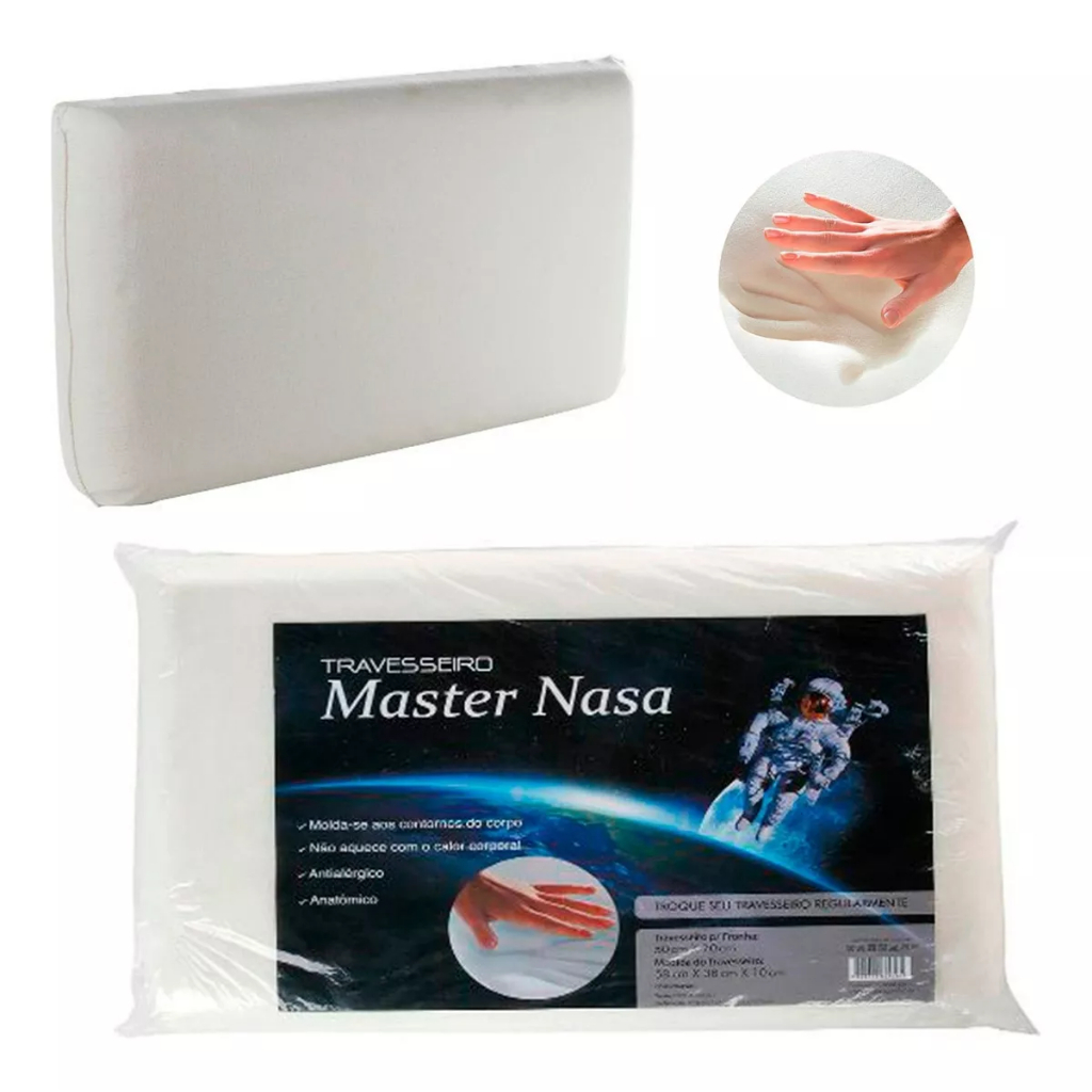Travesseiro Master Comfort Master Nasa Beauty and Comfort tradicional 58cm x 10cm cor branco