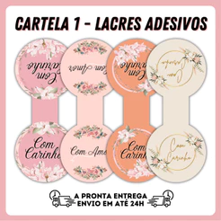 Kit 100 Lacres Adesivos Com Carinho Com Amor Lacre Segurança Sacola Embalagem Cliente