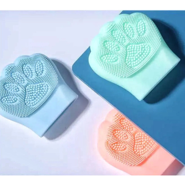 Esponja Limpeza Facial Manual Silicone formato patinha de gato