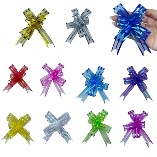 KIT 50~250 LAÇO FÁCIL PREMIUM ORGANZA HOLOGRÁFICO 39 CM X 1,8 CM CORES//