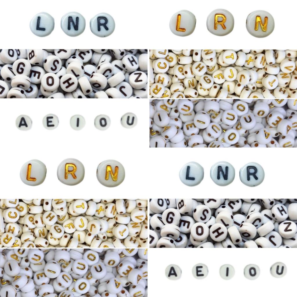 Kit 700 Miçangas com Letras do Alfabeto + L N R + Vogais Bijuteria