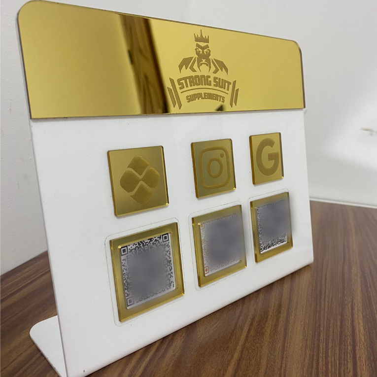 Placa Pix QR Code Personalizada com Sua Logo - Display Mesa Balcão - Wifi Instagram WhatsApp Avaliação Google Cardápio Digital