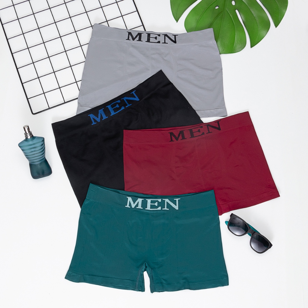 Kit 4 Unidades de Cueca Boxer Masculino Sem Costura Adulto Premium