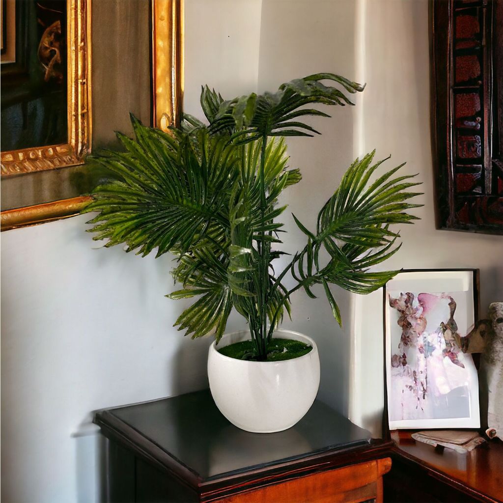 Buque Artificial Mato Matinho Mini Palmeira Leque Folhagem Artificial Decoração