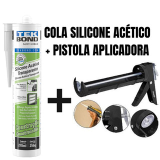 Cola Silicone TekBond Incolor Acético Bisnaga 256g+Pistola Aplicadora de SiliconeAceticoTransparente