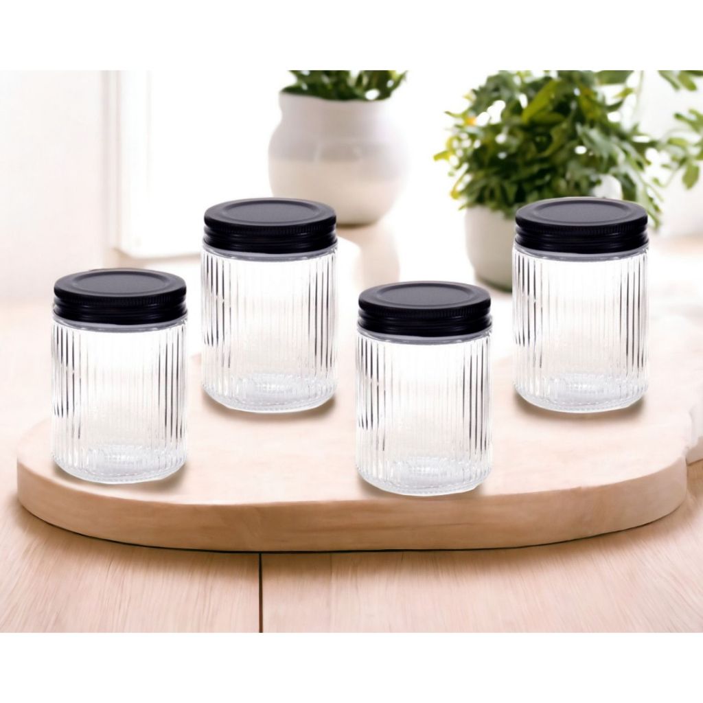 Conjunto 4 Potes de Vidro Transparentes Cozinha Organizador Com Tampa de Rosca Papinha de Neném Mantimentos Boa Vedação Conserva a Característica do Alimento