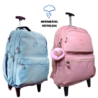 Mochila de Rodinha Juvenil Tactel Impermeável com Chaveiro em Oferta na Shopee