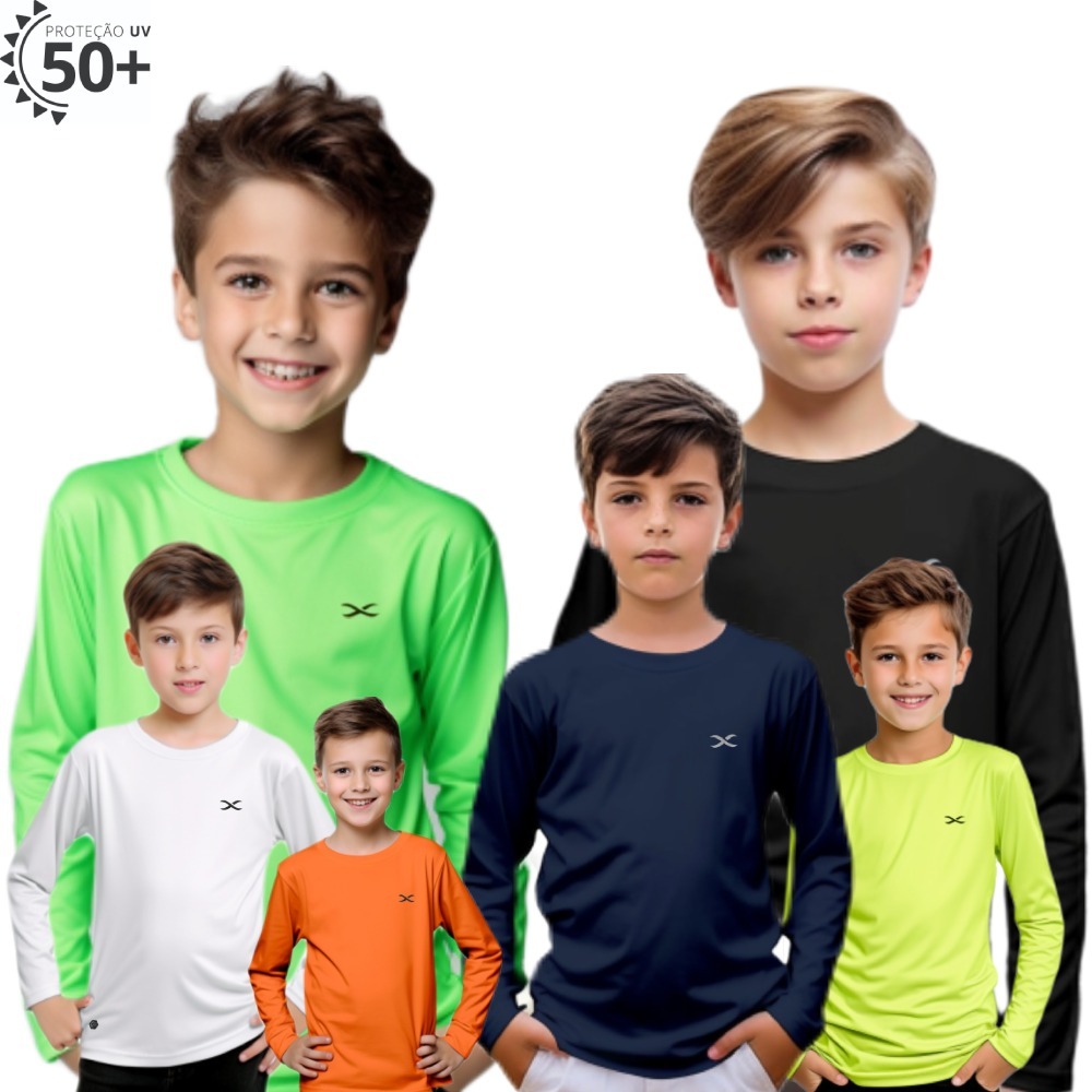 Camisa Moda Proteção Solar Uv+50 Camiseta 2 Ate 16 Anos Infantil Segunda Pele Térmica Praia Verão em Oferta na Shopee