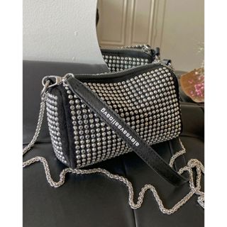 Bolsa com brilho de festa feminina média quadrada tiracolo com alça corrente cadeia de mão alça transversal ajustável