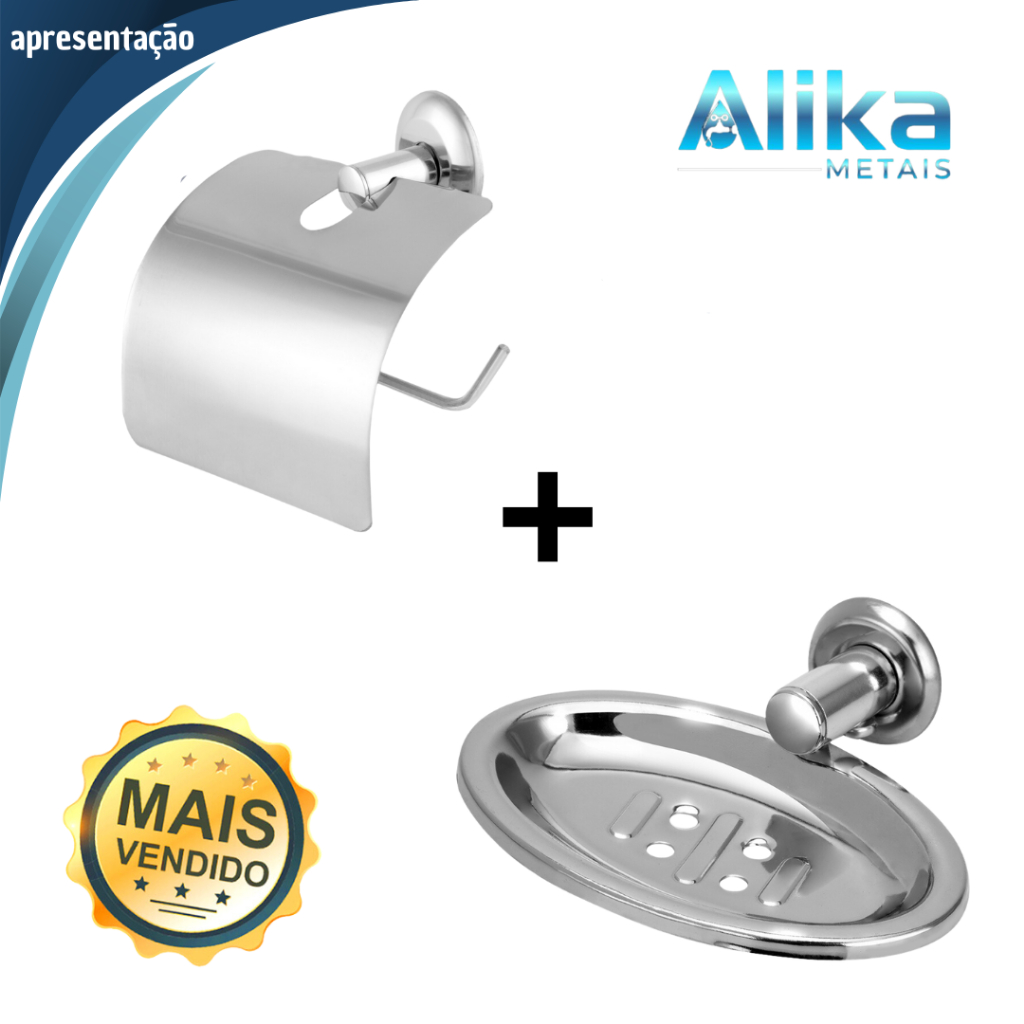 kit de acessórios saboneteira e papeleira stander econômico para banheiro e lavabo aço inox em Oferta na Shopee