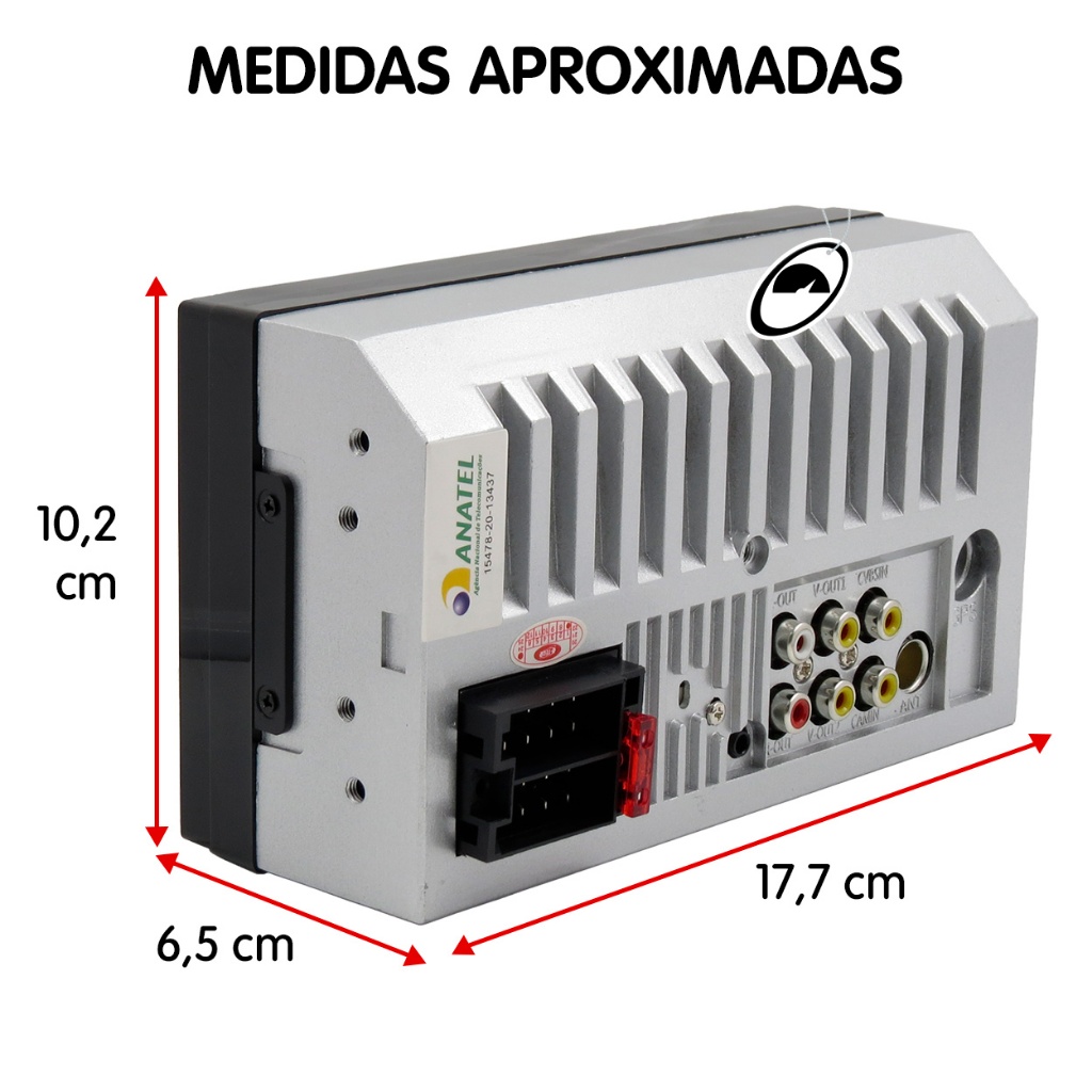 Multimídia 2 Din 7'' Polegadas H-Tech HT-3000G3 + Câmera de Ré — imagem 2 de 2