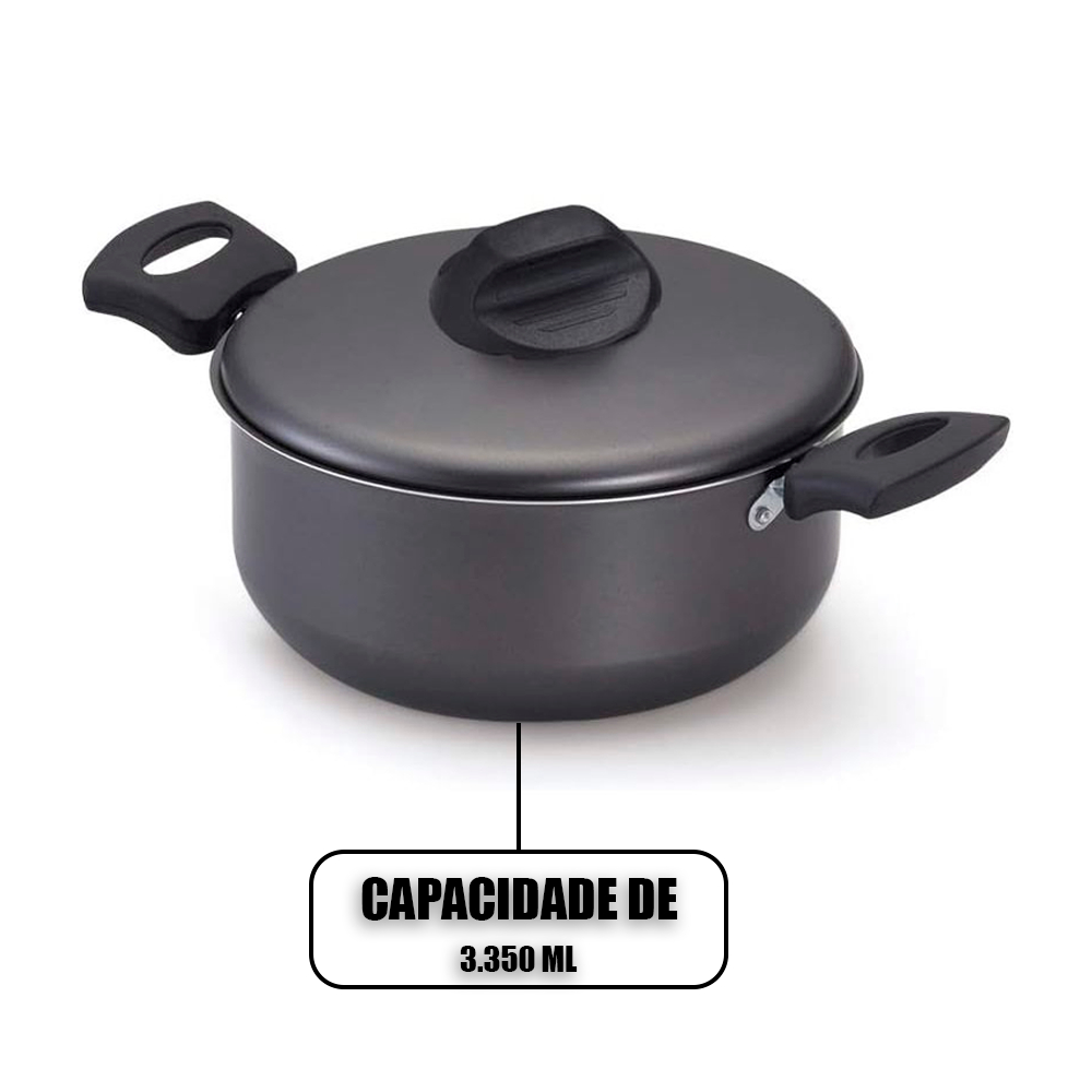 Panela Caçarola Plus 22 cm Antiaderente Teflon com Tampa — imagem 2 de 2