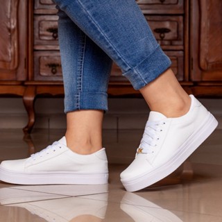 Tênis Feminino Casual Básico Esportivo Confortável Branco Bellinda Shoes