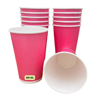 Copo de Papel Ecológicos 300 ML ( ROSA) Descartável 100 Copos em Oferta na Shopee