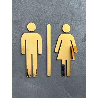 Placa De Sinalização Banheiro Acrílico Espelhado. em Oferta na Shopee