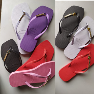 Chinelo Feminino Havaianas Bico Quadrado Olho Grego🧿 e Coração💗