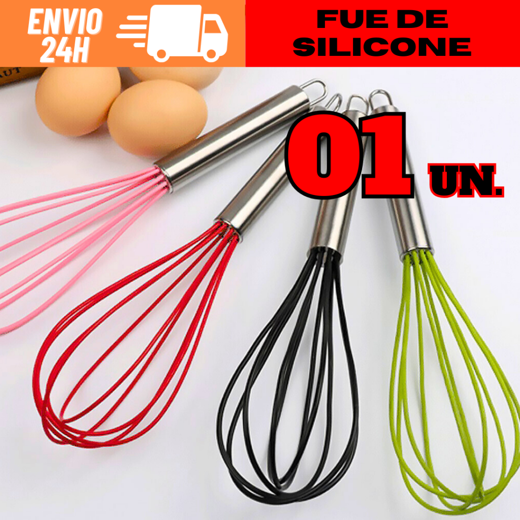 Batedor De Ovos Bolo De Silicone Com Cabo De Inox 30,5cm Fouet Fuê De Silicone Para Receitas Envio Rápido