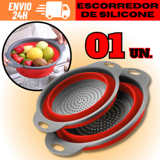 Escorredor De Silicone Dobrável 24cm Para Macarrão Massas Frutas Saladas Dobrável Para Cozinha Envio Rápido